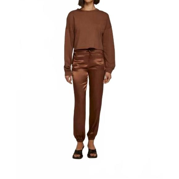 NEW LANSTON satin jogger pants in copper